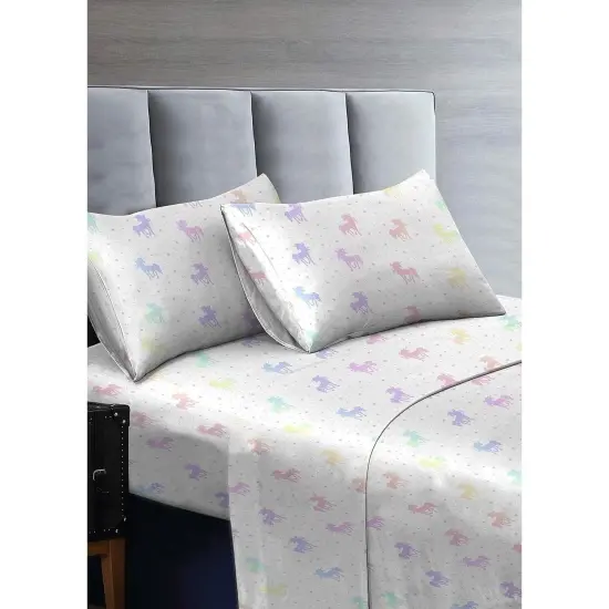 Kids Rule 3-Piece Rainbow Unicorn Sheet Set for Girls & Kids - 1 Twin Flat Sheet, 1 Twin Fitted Sheet & 1 Queen Pillowcase, Soft Brushed Microfiber Polyester Bed Sheet, Smooth & Durable Multicolor {3}