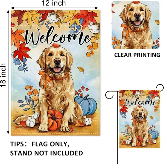 12 x 18inch - Welcome Fall Garden Yard Flag(Golden Retriever) {4}