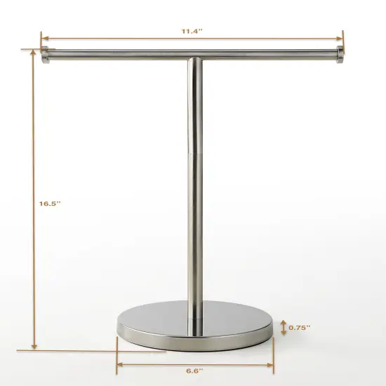 Countertop Hand Towel Holder Stand &ndash; 16.5" Tall Stainless Steel T-Bar Rack with Weighted Base {5}