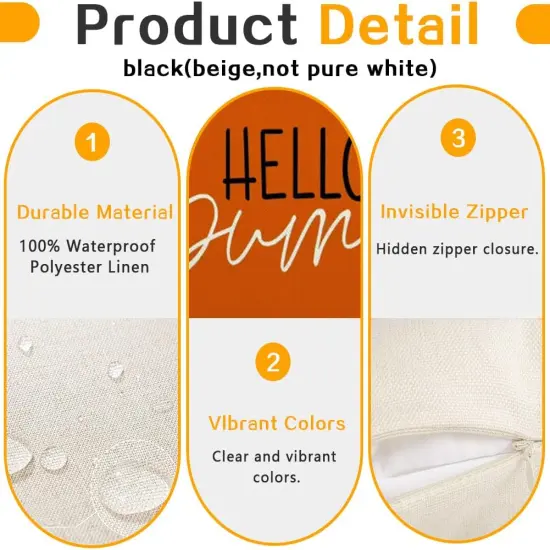 Fall Pillow Covers 12x20 Inch Outdoor Waterproof Rust Hello Pumpkin {6}