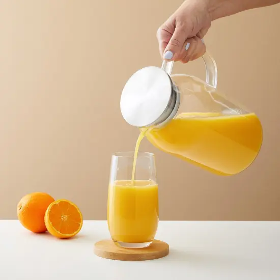 68 Oz / 2 Liter Glass Pitcher with Lid and Spout - Carafe for Water, Juice and Other Drinks (Clear) {3}