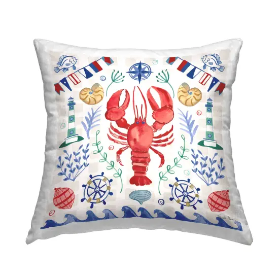 Stupell Industries Nautical Lobster Beach Wave Indoor Pillow, 18 x 7 x 18 {1}