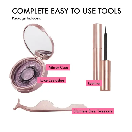 Magnetic Eyelashes with Eyeliner Kit, Zodaca Magnetic Eyeliner and Magnetic Lash, Reuseble Eyelash No Glue Required Natural Look Eyelashes Extensions Pink {7}