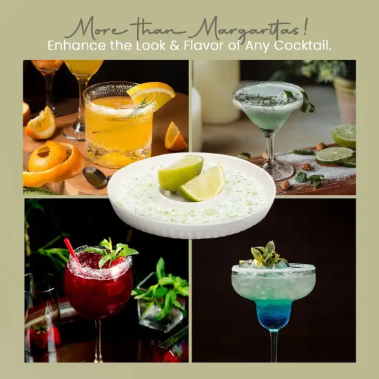 The Cocktail Box Co. Ceramic Margarita Salt Rimmer Set of 2, Premium Rimmer for Drinks, Salt Rimmer for Cocktails, Sugar Rimmer for Cocktails, Margarita Rimmer Set for Home Bars and Parties White {4}