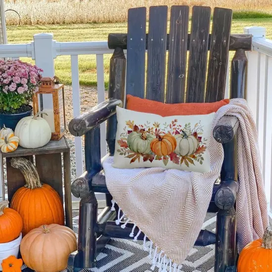Pillow Covers 12x20 Inch Outdoor Waterproof Thanksgiving Autumn {3}