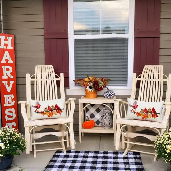 Maple Leaves Decorative Autumn Thanksgiving Harvest Lumbar Cushion Case Decor {6}