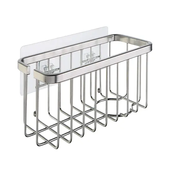 NeverRust Deluxe Kitchen & Bathroom Sink Sponge Holder Organizer with Adhesive Mount Silver {2}