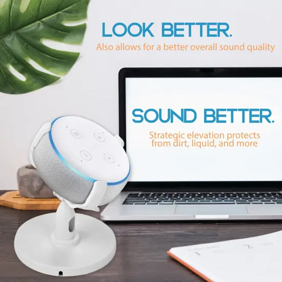 Echo Dot 3rd Generation Stand Holder with 360 Rotation for Table & Desktop, White {4}