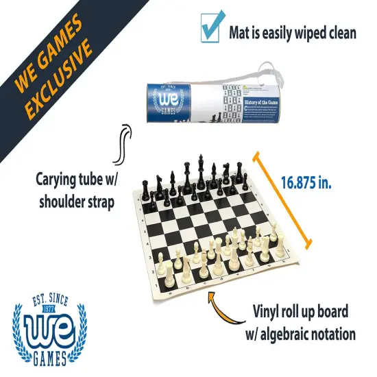 WE Games Travel Chess Set for Adults and Beginners, 17 in. Roll-Up Board {3}