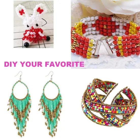 EuTengHao 6000pcs Glass Seed Beads Small Craft Beads for DIY Bracelet Necklaces Crafting Jewelry Making Supplies with Two 0.8mm Clear Bracelet String (4mm, 250 Per Color, 24 Colors) {5}