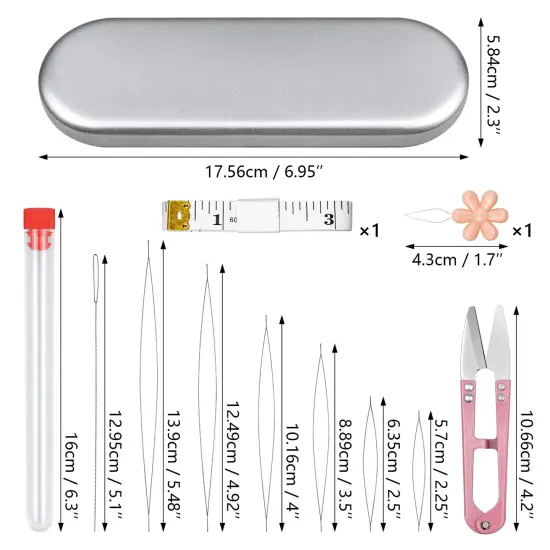 21 Pieces Beading Needles Set, 6 Sizes Seed Beads Needles Big Eye Beading Needles Collapsible Beading Needles Set for Jewelry Making {1}