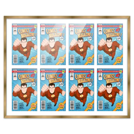 Comic Book Display Frame for Silver Age Comics Published Between 1956 and 1970 - Bronze Wood Comic Frame With White Mat for 7.125x10.5 Comic, 18 Frame Sizes {1}