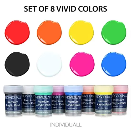 Acrylic Paint Set for Canvas Painting - 8 Colors - Perfect for Holiday Gifts for Young Artists and DIY Projects - Canvas, Paper, Rock, Metal, Plastic and Walls {1}
