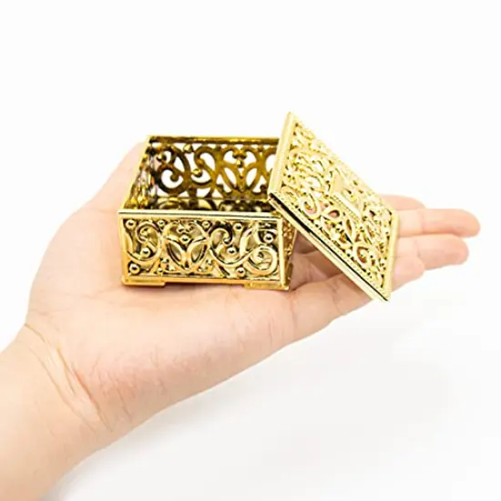 12 Pieces Candy Boxes Plastic Wedding Favor Boxes Candy Jars Candy Storage Boxes Gift Boxes for Wedding Baby Shower Christmas Birthday Party Decorating Ornament Container (Gold) {1}