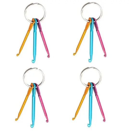 4 Sets Mini Keychain Aluminum Crochet Hooks Knitting Needles 3 Sizes/Set (3mm,4mm,5mm) {1}