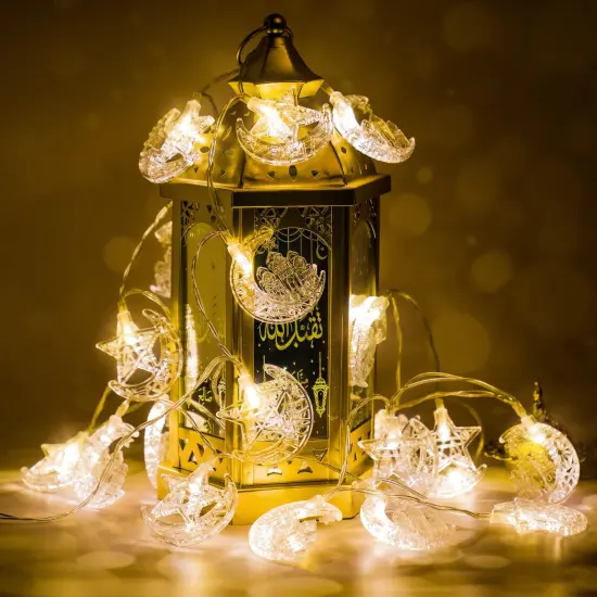 2 Modes Eid Mubarak String Light Decor Battery Powered, Warm White Islamic Decor for Bedroom Wall Window Home Indoor Outdoor Party (6.5 ft 20 LEDs) {1}