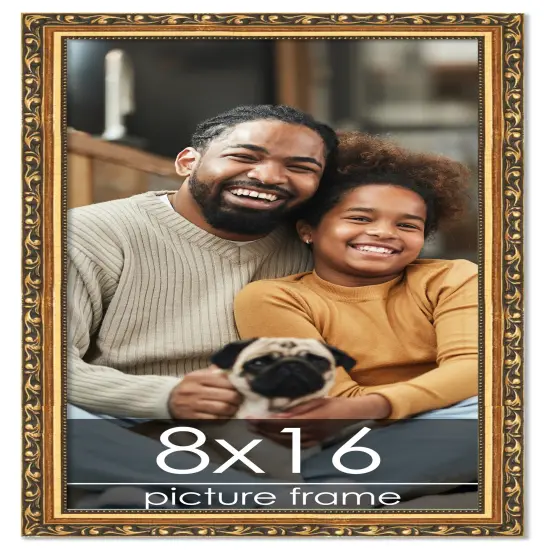 8x16 Museum-Quality Picture Frame with UV-Resistant Acrylic & Acid-Free Backing, Available in 4 Finishes - Gold, Silver, Bronze, and Black {1}
