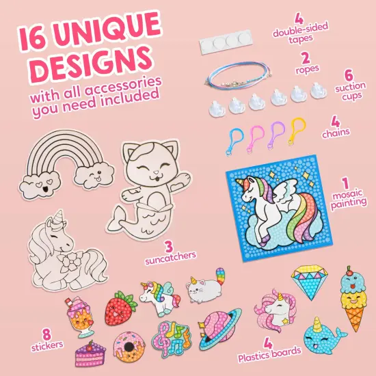 16 Projects Gem Art, Kids Diamond Painting Kit with 5D Gem, Arts and Crafts for Girls Ages 6-12, Gem Craft Activities Kits, Premium Diamond Art Gift Ideas for Girls Crafts Ages 6, 7, 8+ {1}