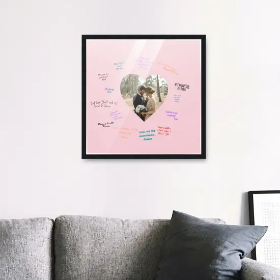 Autograph Black Wood Frame with Heart Pink Mat - Perfect for Event Signatures, Full-Color Pen Set Included - 3 Sizes Available {5}