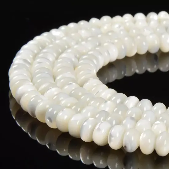 Iridescent White Mother of Pearl Rondelle Beads {3}