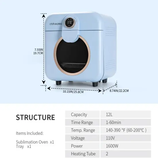 Craft Express Elite Pacific Blue Sublimation Oven - 12L {2}