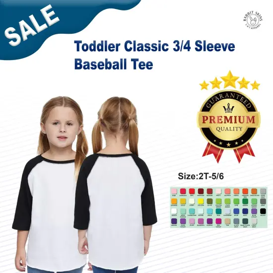 Rabbit Skins&reg; Toddler Classic 3/4 Sleeve Baseball Tee - 3330 Vntg Hth/Vng Tr Nvy {3}