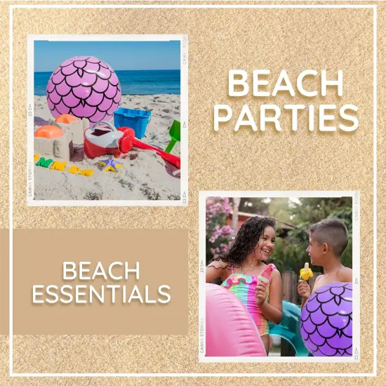 4E&rsquo;s Novelty 4 Pack Mermaid Beach Balls for Kids - Pool Float Toys & Mermaid Themed Birthday Party Decorations {4}