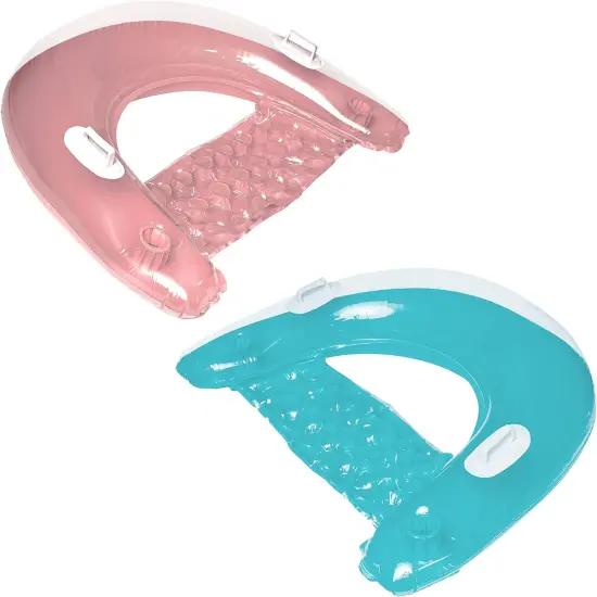 4E&rsquo;s Novelty 2 Pack Inflatable Pool Chair Float - Pool Floats for Adults with Drink & Phone Holder Heavy Duty Lounger Floating Recliner Water Lake Beach Tanning Float {5}