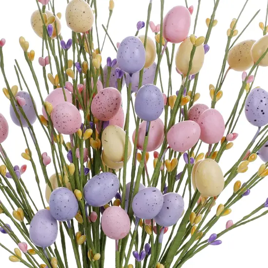 Easter Picks,6 Pack Easter Egg Picks Artificial Easter Berry Stems Easter Picks and Sprays Rustic Easter Decorations for Easter Home Decor and Flower Arrangement(Pink/Purple/Yellow) {3}