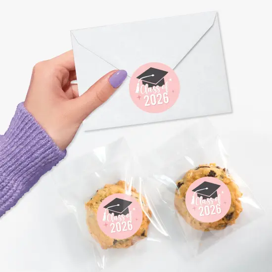 Big Dot of Happiness Class of 2026 Rose Gold Grad Envelope Seal Stickers, Round Circle Stickers to Seal Cards, Graduation Envelope Seals - 120 Count {5}
