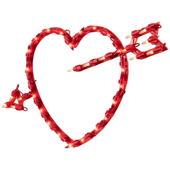 Northlight Lighted Heart and Arrow Valentine's Day Window Silhouette - 17" - Red {6}
