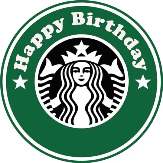 Customizable Happy Birthday Coffee Logo Edible Cake Topper- 1/4 Sheet {1}