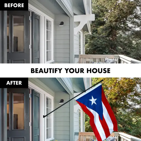 G128 - 6 Feet Tangle Free Spinning Flagpole (Black) Puerto Rico Flag Brass Grommets Embroidered 3x5 ft (Flag Included) Aluminum Flag Pole {3}