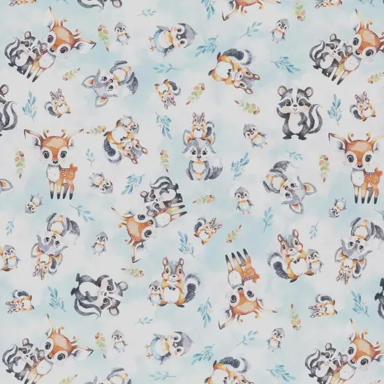 Mook Fabrics Fawn & Friends Printed PUL Fabric [60 in. Wide] - By The Yard Blue {1}