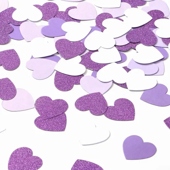 Purple White Lavender Heart Confetti - 300pcs {1}