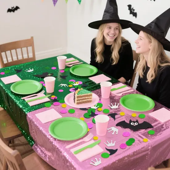 200Pcs Witch Movie Themed Table Confetti, Pink Green Witch Theme {2}