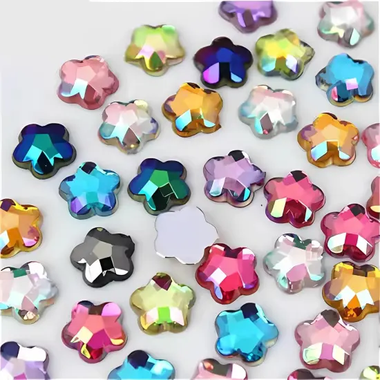 200pcs 3D Gems Flower Shape Flatback Rhinestones - Mixed Color {5}