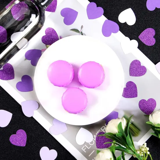 Purple White Lavender Heart Confetti - 300pcs {4}