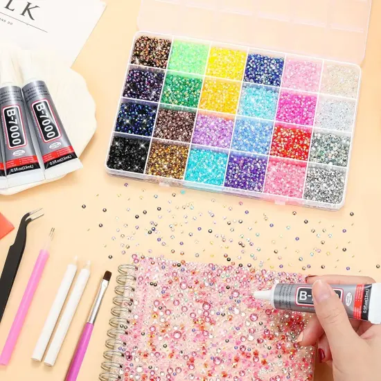 31200Pcs 3MM Flat Back Rhinestones Gems with B7000 Glue - Rainbow Crystals {2}