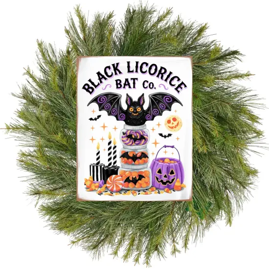 Black Licorice Bat Co Halloween Sign {2}