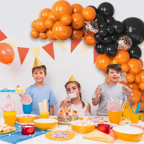 130 Pcs Rose Gold Confetti Balloons Garland,Orange And Black Balloons Arch Kit {4}
