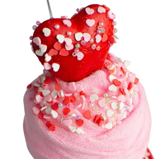 13" Harlequin Valentine Ice Cream Cone: Pink & Red {2}