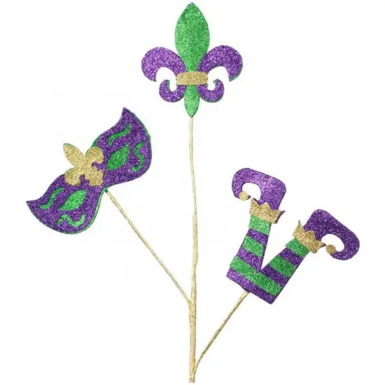 25" Glitter Eva Mardi Gras Spray {3}