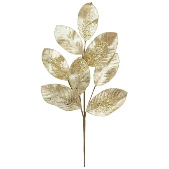 27" Metallic Magnolia Leaf Spray: Gold {1}