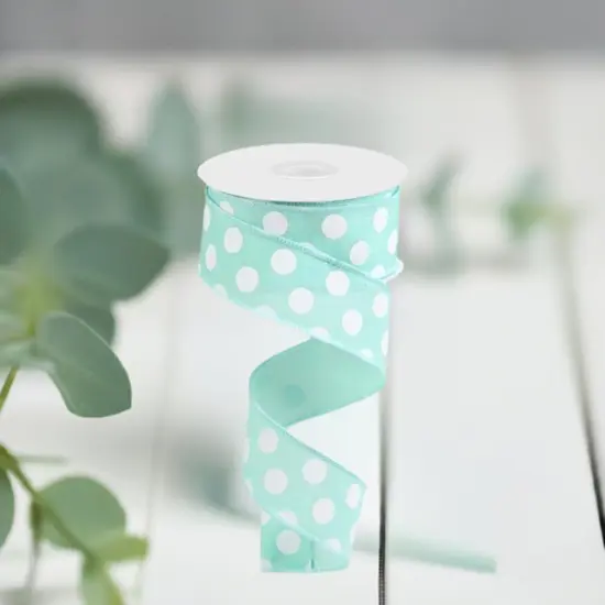 1.5" Medium Polka Dot Ribbon: Mint Green (10 Yards) {3}