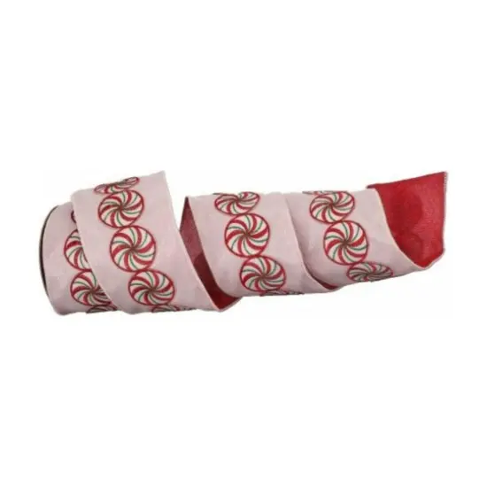 4" Peppermint Candy Disc Ribbon: Red (5 Yards) {2}