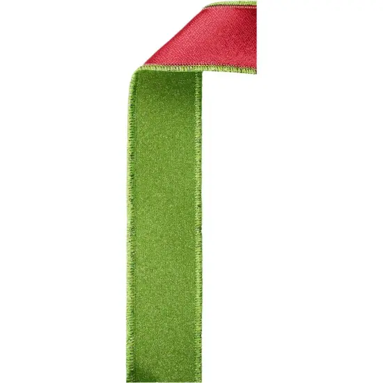 1.5" Fine Glitter Fused Back Ribbon: Fresh Green/Red (10 Yards) {2}