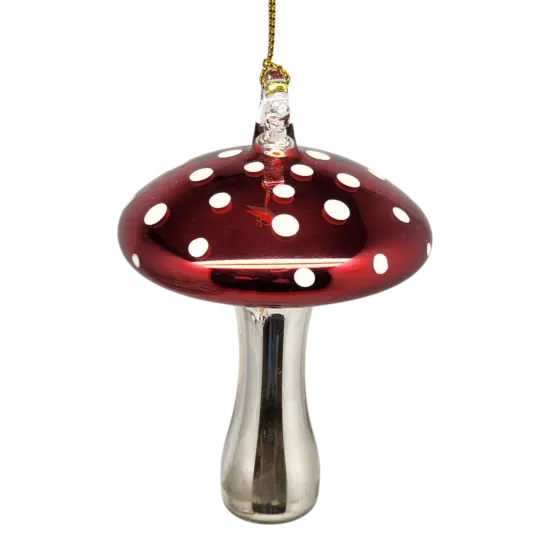 Shiny Cutes Red Mushroom Egyptian Glass Ornament {1}