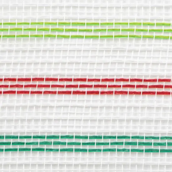 10" Faux Jute Stripe Mesh Ribbon: White, Red, Green (10 Yards) {2}