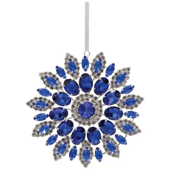4.25in Hanging Faux Jewel Ornament: Blue {1}